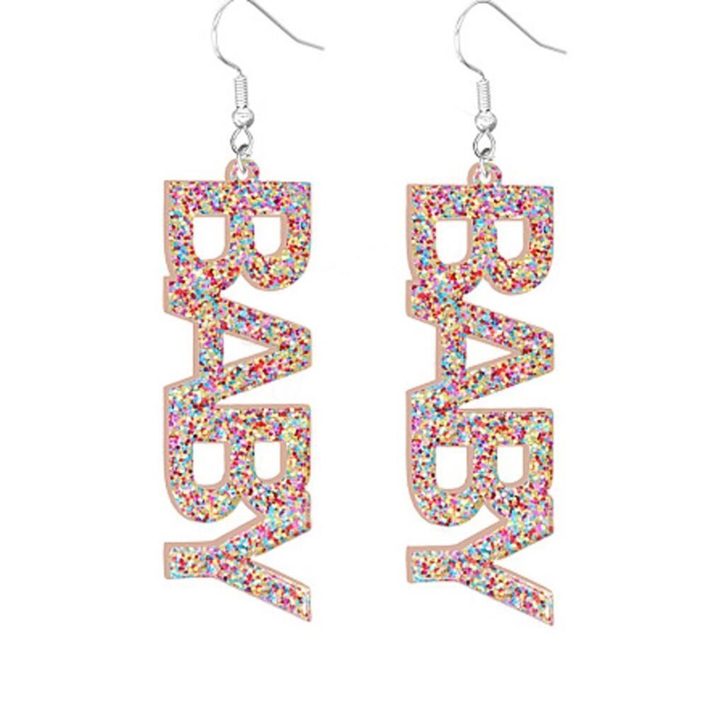 Sparkly Multicolor BABY‎ Drop Dangle Acrylic Earrings – Fun Statement Jew…